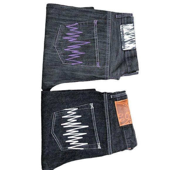 RARE The Hundreds Embroidered Jeans Size 34 Gray DENIM BUNDLE - Picture 9 of 10